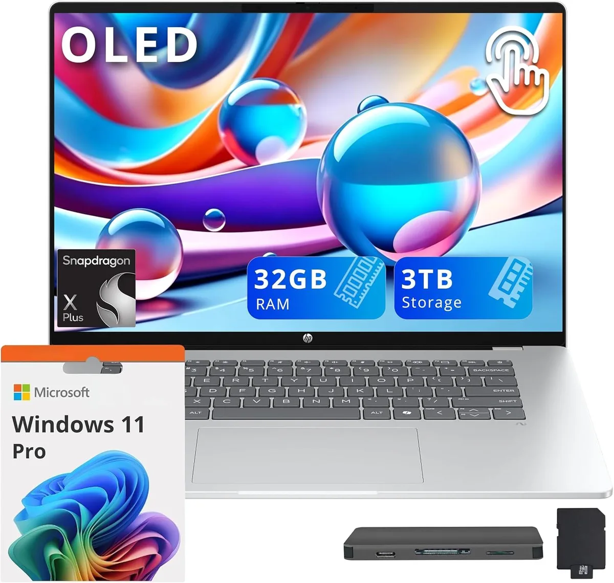 HP HP OmniBook 5 16" 2K OLED Touchscreen Snapdragon X Plus X1P-42-100 32GB DDR5 2TB SSD business laptop — product photo