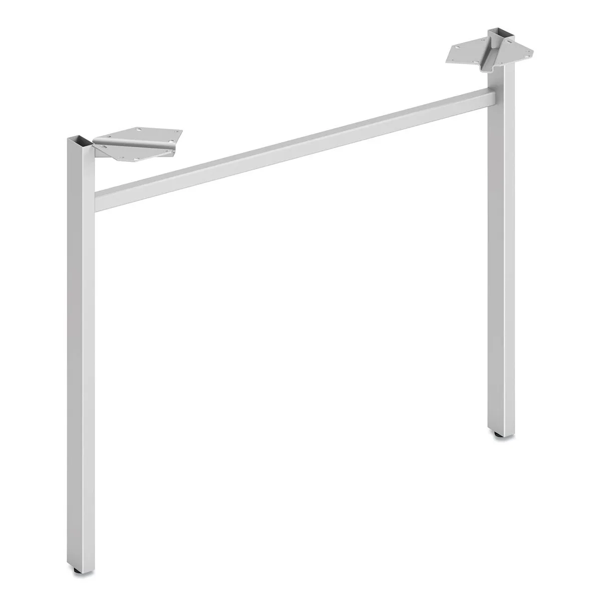 Silver U-leg support, 30 inches wide, 29.75 by 2 by 27.86 inches