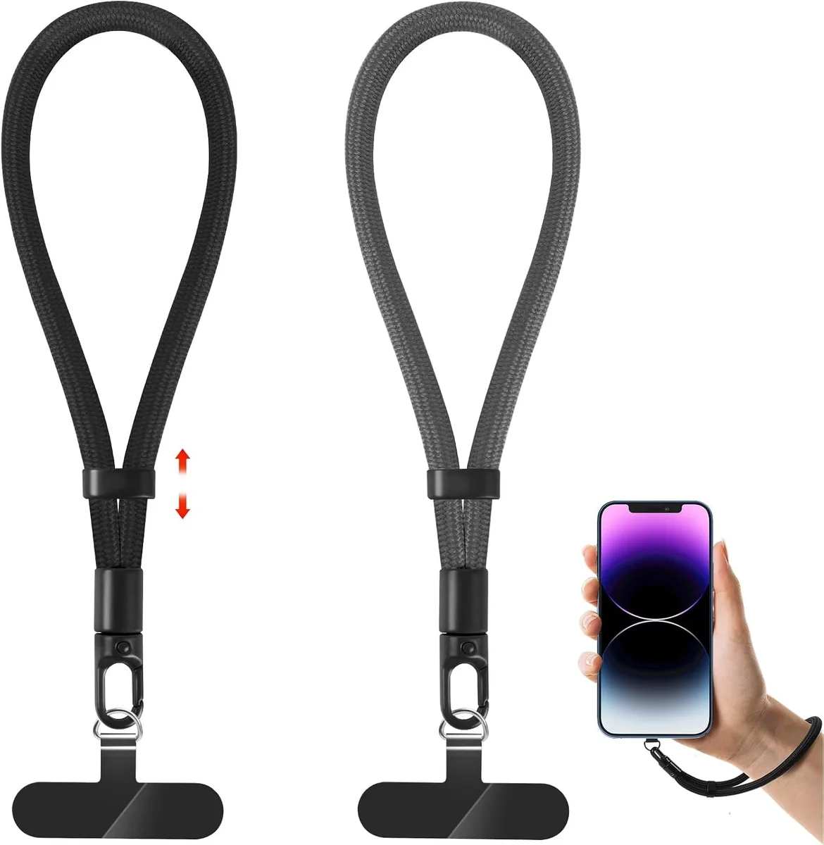 MCHOSE MCHOSE Phone Lanyard 2 Pack Adjustable Wrist Strap with Tether Tabs — product photo