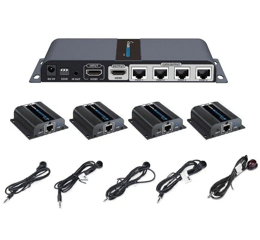 Lenkeng Technology Co,. Ltd Lenkeng Technology Co,. Ltd LKV714Pro 1x4 HDMI Extender POE Splitter 1080p@60Hz 130ft Loop-Out IR EDID — product photo