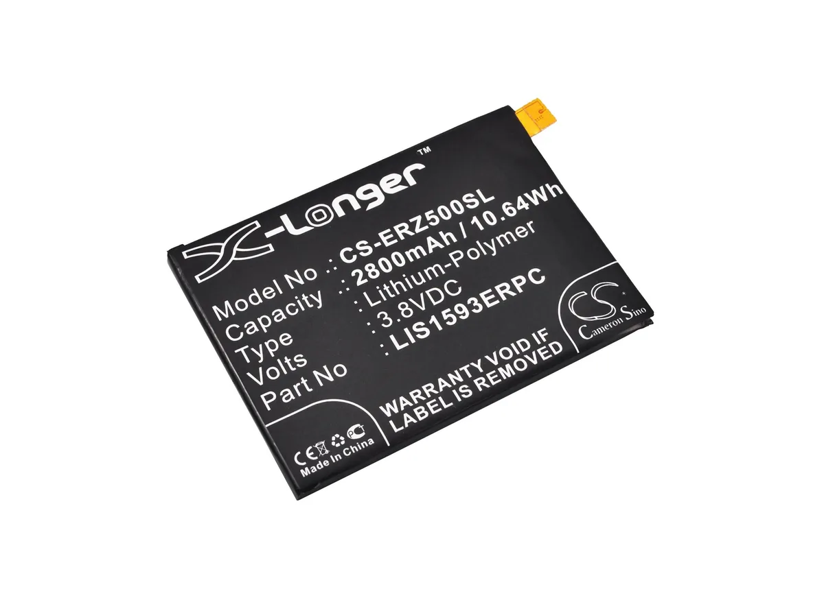 Rectangular black replacement battery with gold contacts for Sony Xperia Z5