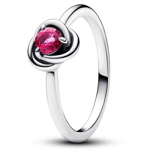 PANDORA PANDORA October Birthstone Eternity Circle Ring Pink Crystal Sterling Silver — product photo