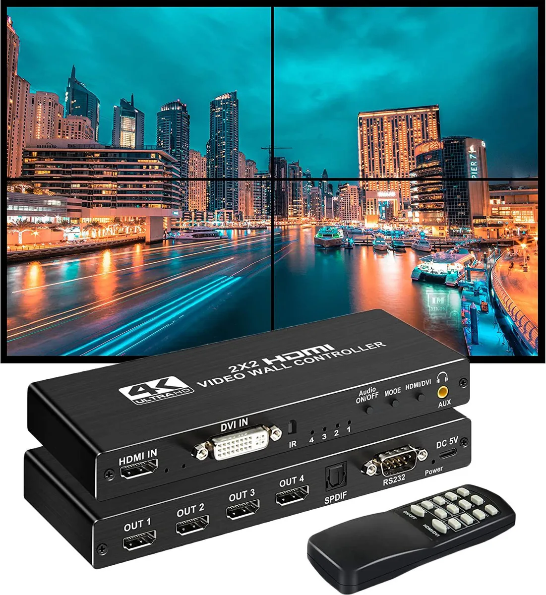 Jansicotek Jansicotek OZP1 2x2 Video Wall Controller 4K 30Hz 4 HDMI Out — product photo