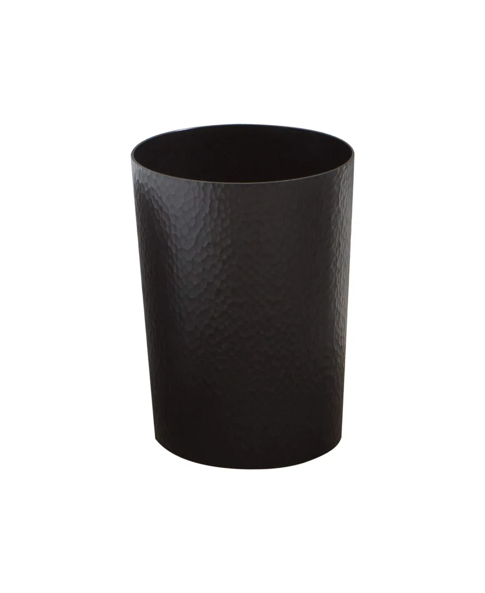 Black round 10 L waste bin with hammered texture, 8.75 in diameter, 11 in high, 12 pack