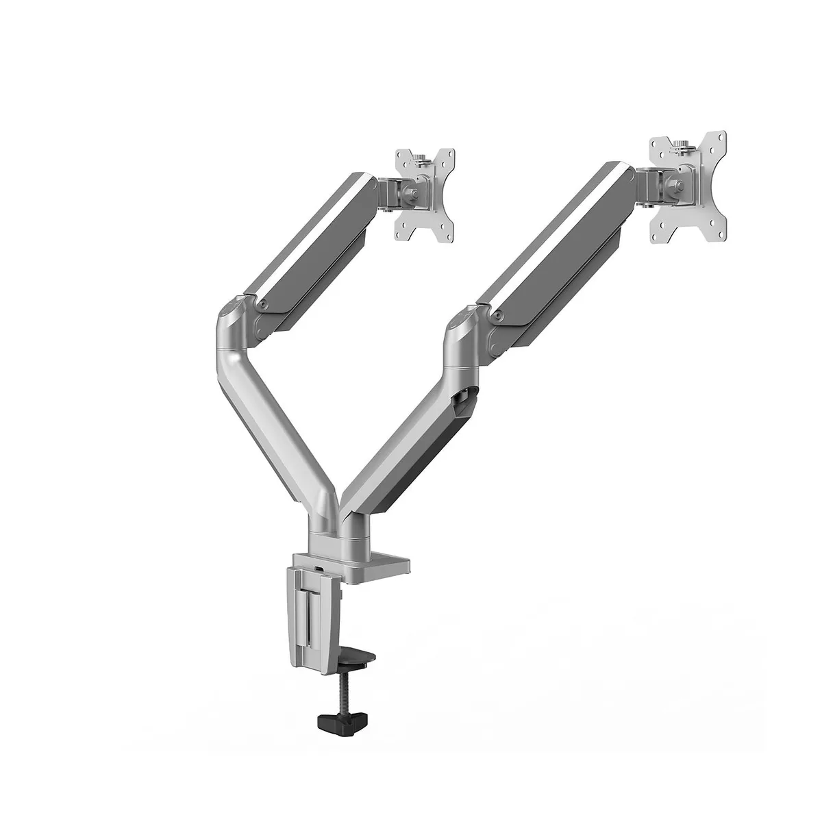 FELLOWES FELLOWES 8056501 dual monitor arm 32" 17.6 lbs 19.75" reach 360° rotation ±45° tilt USB ports — product photo