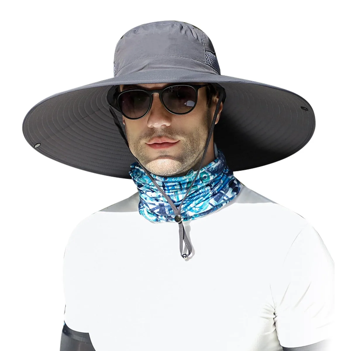  XXL Wide Brim Sun Hat UPF50+ Waterproof 5.9" Brim 57.7-63.5cm Dark Grey — product photo