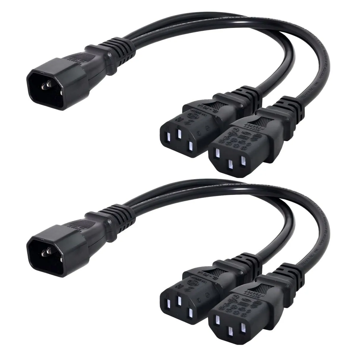 Vszerda Vszerda IEC 320 C14 to 2×C13 Y Splitter Power Cord 20cm 10A 250V 2 Pack — product photo