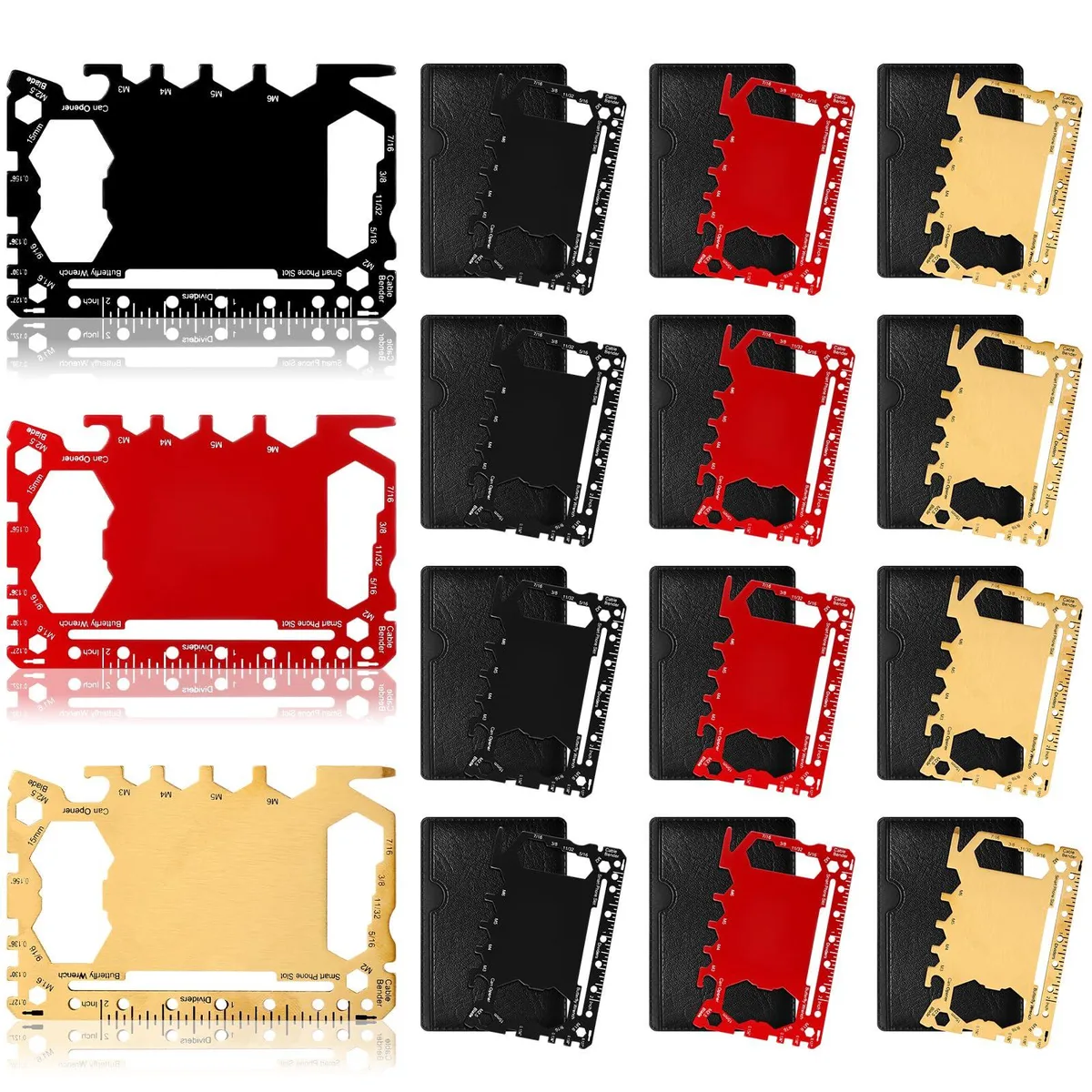  Cholemy QIN3990 12 credit card multitools wallet 46 functions 3.15 x 2.1 in — product photo
