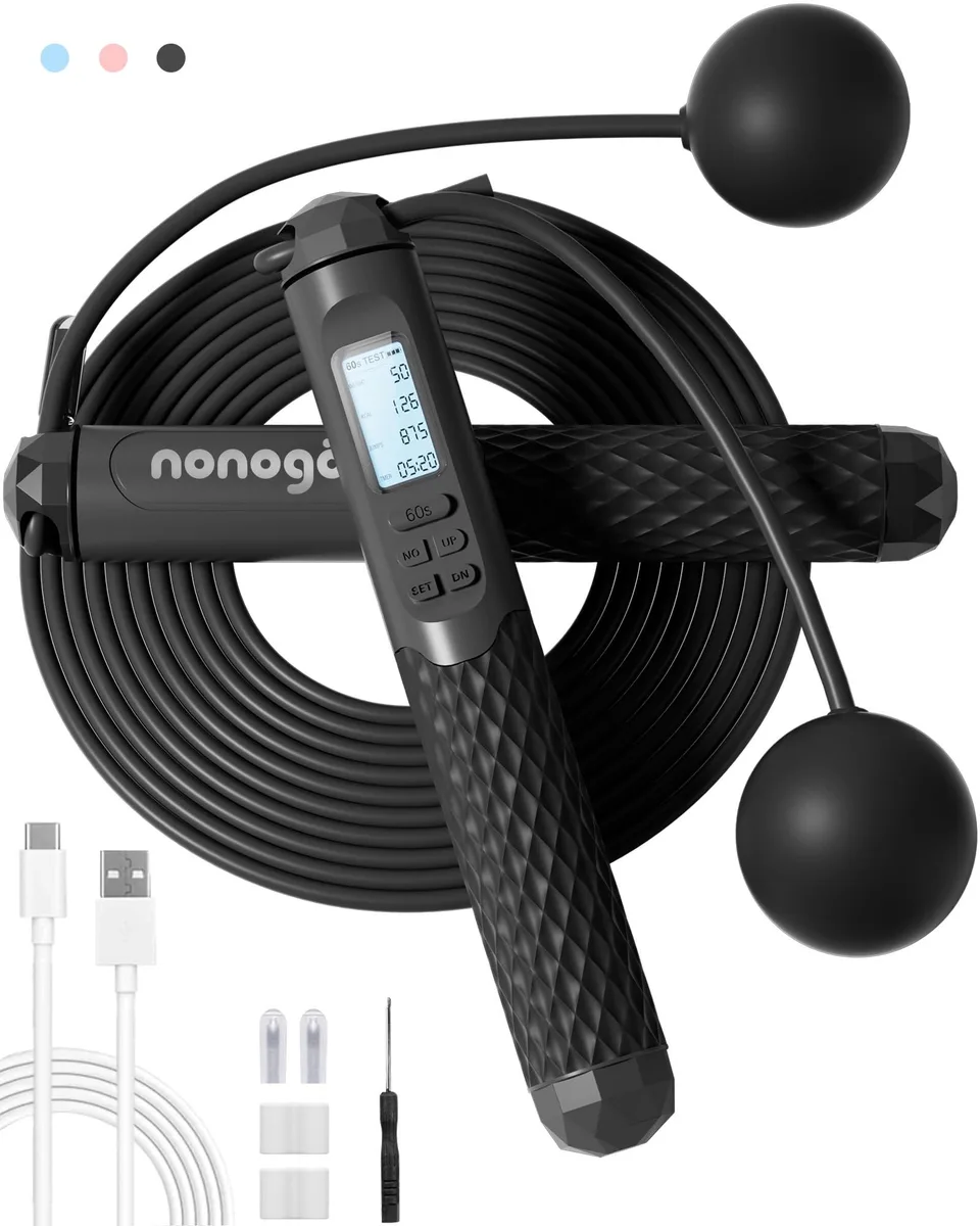Cando nonogo cordless jump rope with counter, two handles, two balls and a 280cm rope