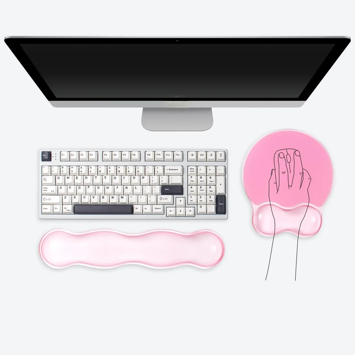  Sumgsn W1 Pink Gel Wrist Rest &amp; Mouse Pad Set 20 L x 3 W x 0.1 H inches — product photo