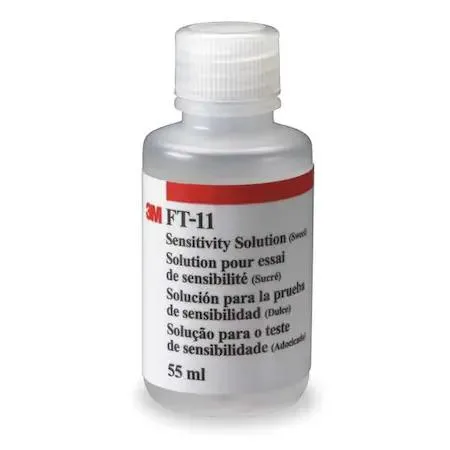 Small transparent 55 mL bottle labeled 3M FT-11 sensitivity solution