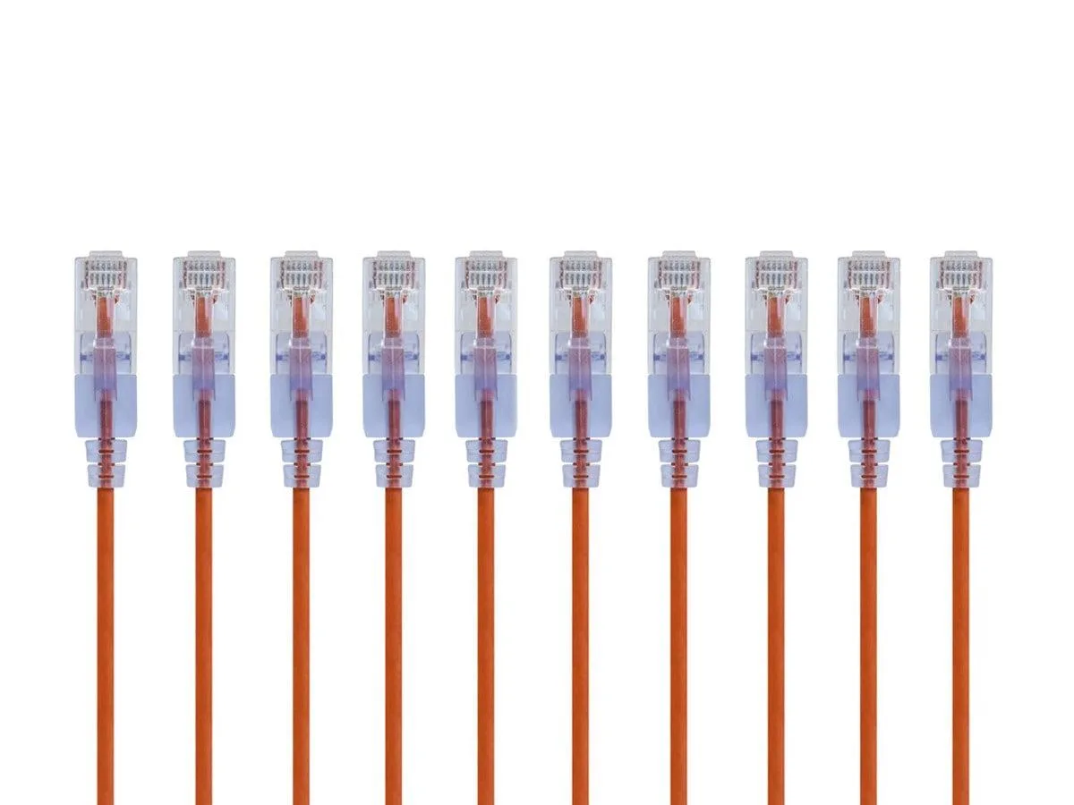 Monoprice Inc. Monoprice 129442 SlimRun Cat6A network ethernet cable 2ft Orange 10-Pack — product photo