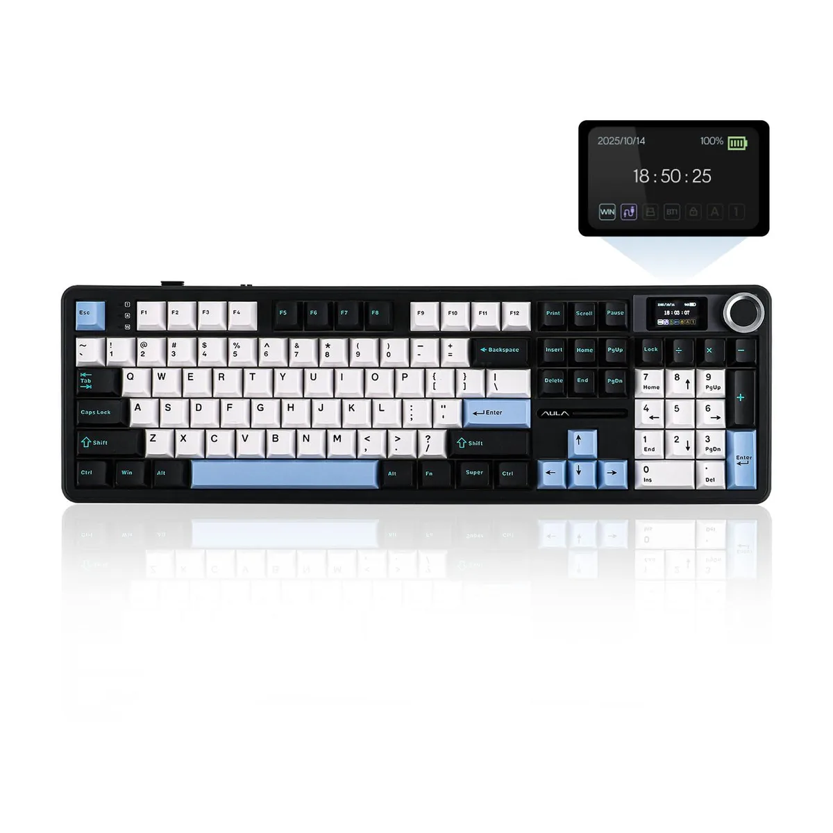 Epomaker Epomaker F108 PRO gaming keyboard, full-size, wireless, 104 keys, LCD screen, 8000mAh battery — product photo