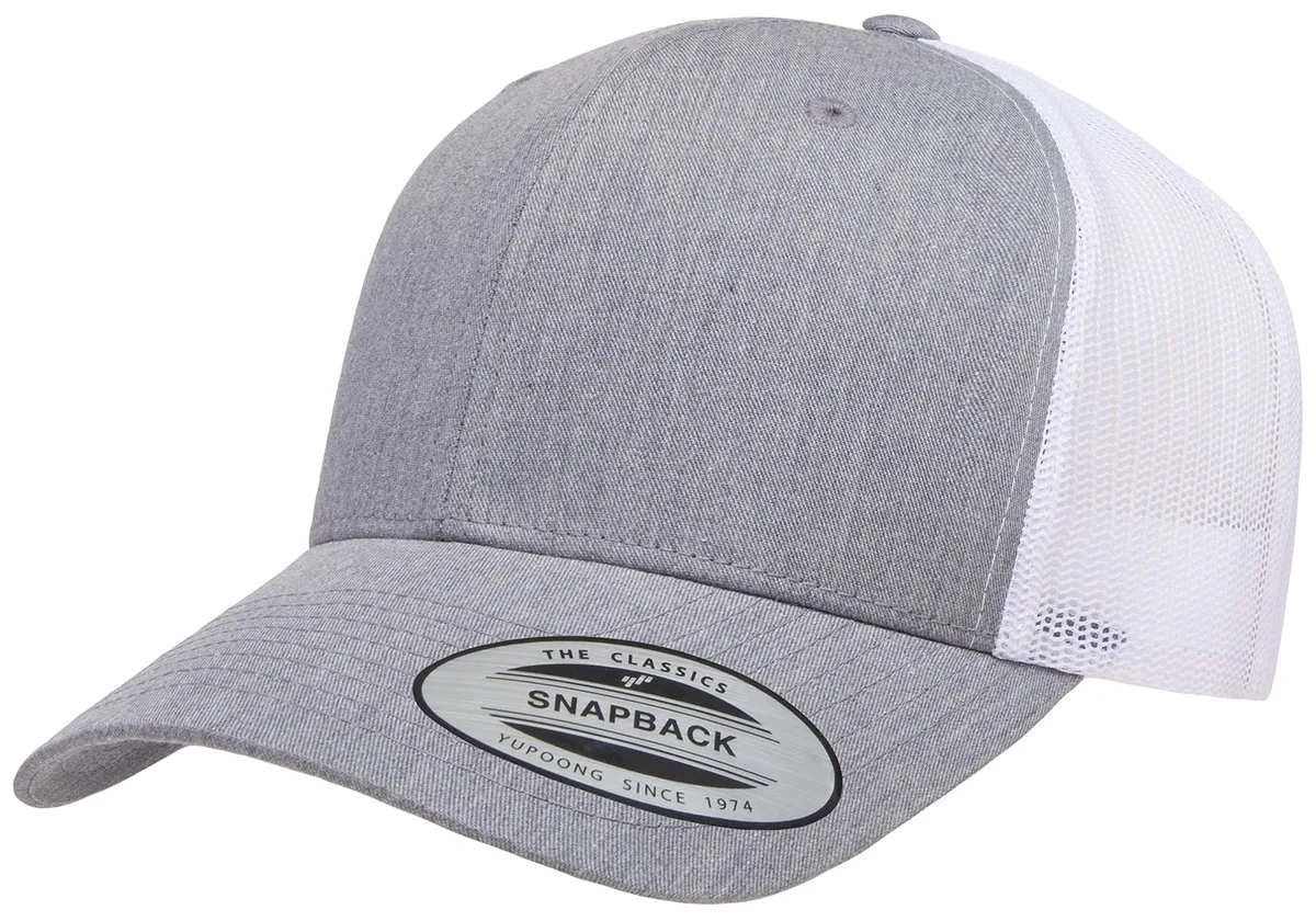 Yupoong 6606T Trucker Cap Heather/White OSFA 65/35 Poly Cotton — product photo