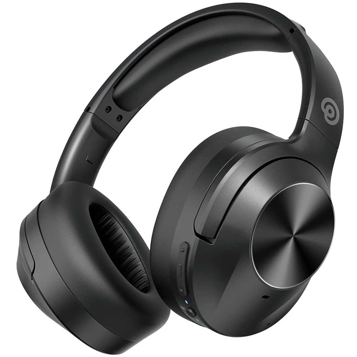 Black over-ear headphones with matte finish and padded ear cups