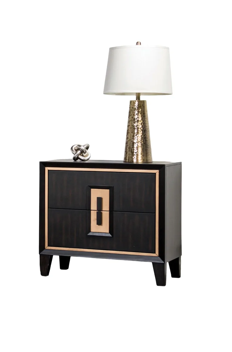 tuphen tuphen Espresso Nightstand 27x17x26.5 Gold Trim — product photo