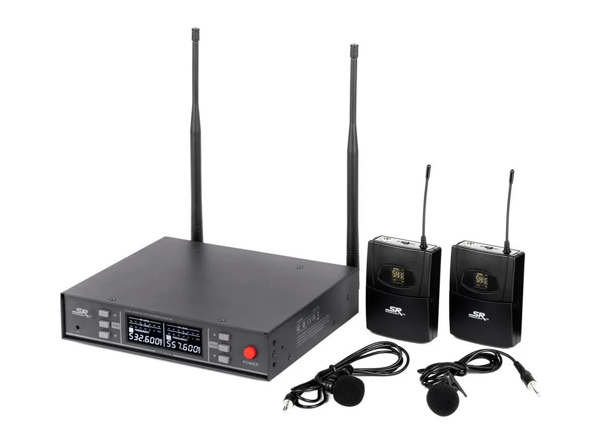 Monoprice Inc. Monoprice 600061 Stage Right 200-Channel UHF Dual Lavalier Wireless Microphone System — product photo