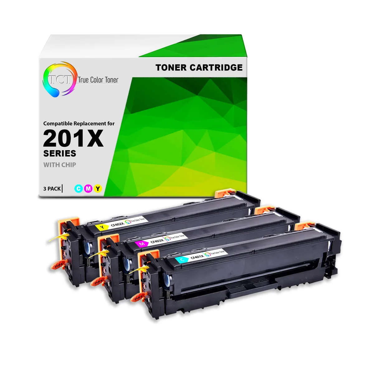 True Color Toner True Color Toner 201X CF401X CF402X CF403X 3 Pack toner cartridge — product photo