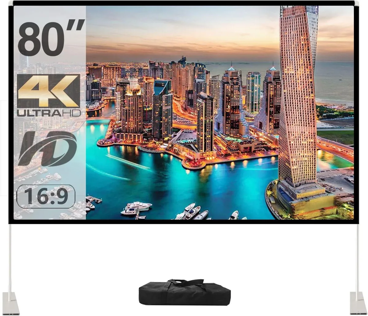 PISKEKAT PISKEKAT 80 inch Portable Projector Screen with Stand 16:9 160° — product photo