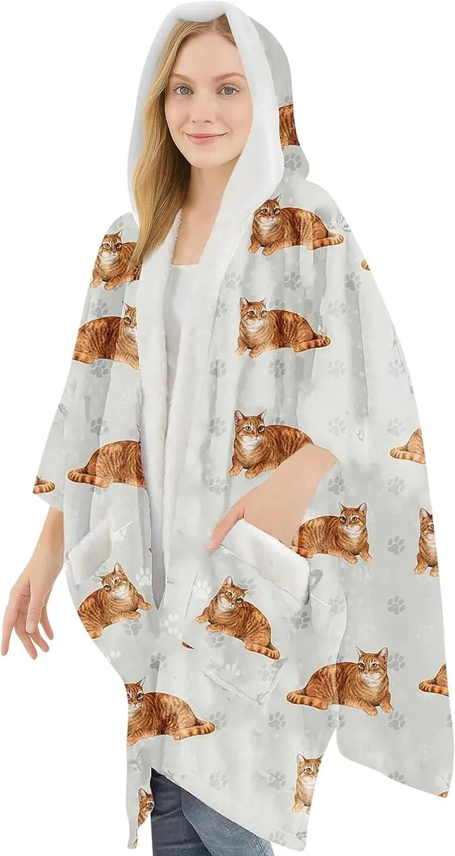E &amp; S Imports E &amp; S Imports Snuggs Blanket Hoodie Orange Tabby Cat Stuffed — product photo