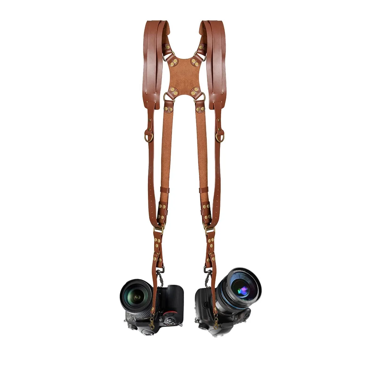  Jumyee Strap for DSLR/SLR Series Double Camera Harness Brown Leather — product photo