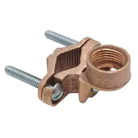 Bronze ground clamp with hub for half to one inch pipe