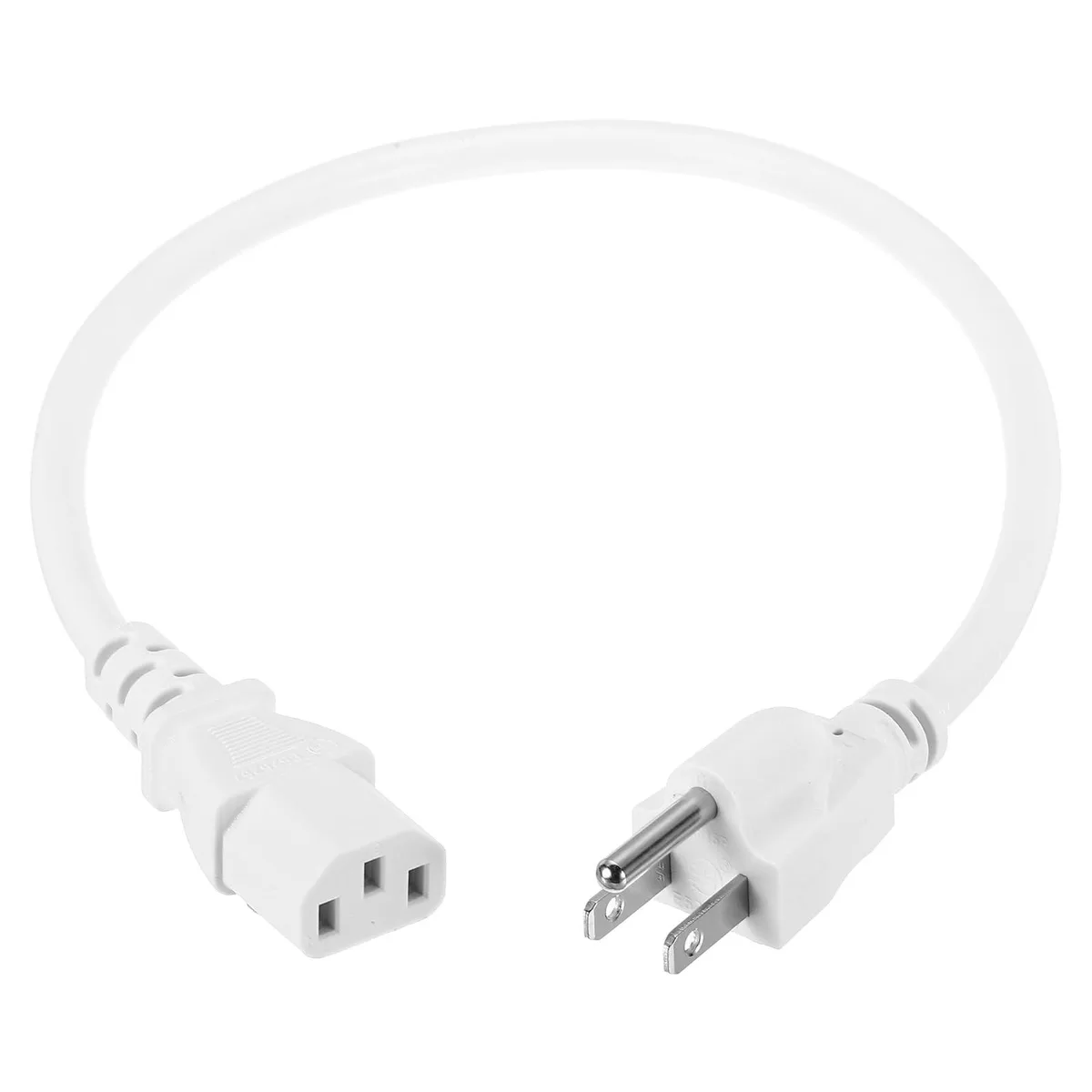  MECCANIXITY 1.5ft 18 AWG White C13 to NEMA 5-15P AC Power Cord — product photo