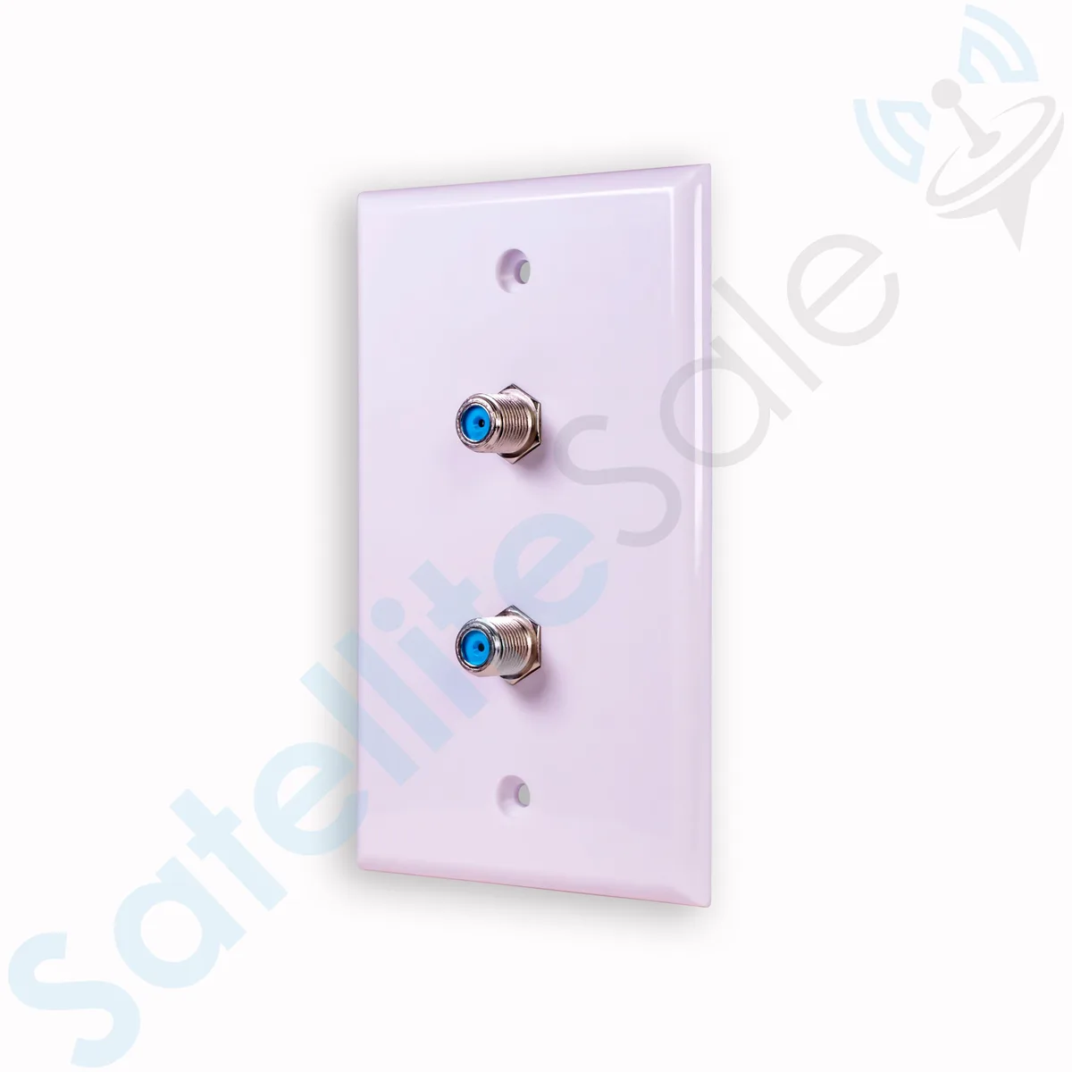 SatelliteSale SatelliteSale Dual F-Type RG-6 2.4GHz Coaxial Wall Plate White With Bracket — product photo