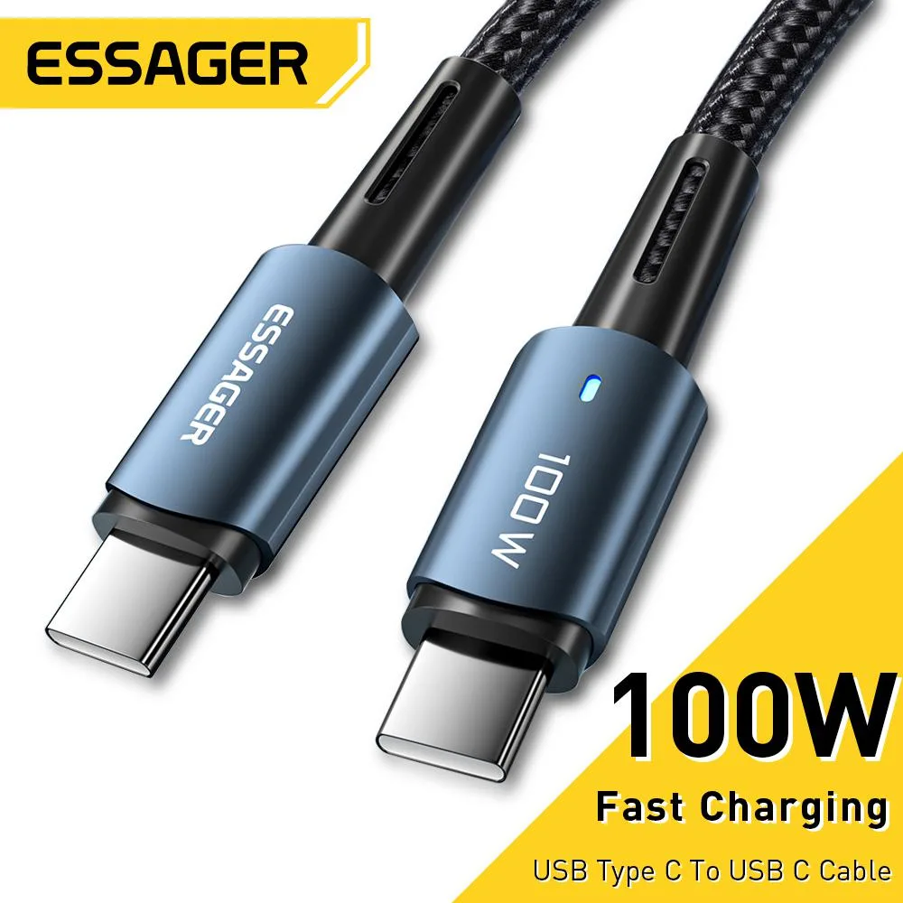 Jansicotek Jansicotek Essager CG100W 100W USB-C Cable 6.6ft Blue Right Angle — product photo