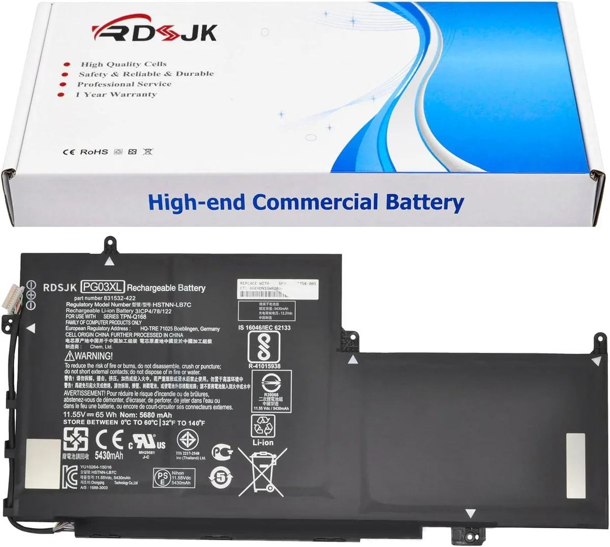 TAURKENAM TAURKENAM PG03XL 11.55V 65Wh laptop battery for HP Spectre x360 15-AP series — product photo