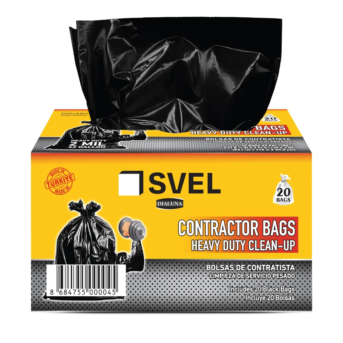 Svel Heavy Duty Contractor Bags 42 Gallon 2 Mil 20 Count 33 x 48 Inch Black — product photo