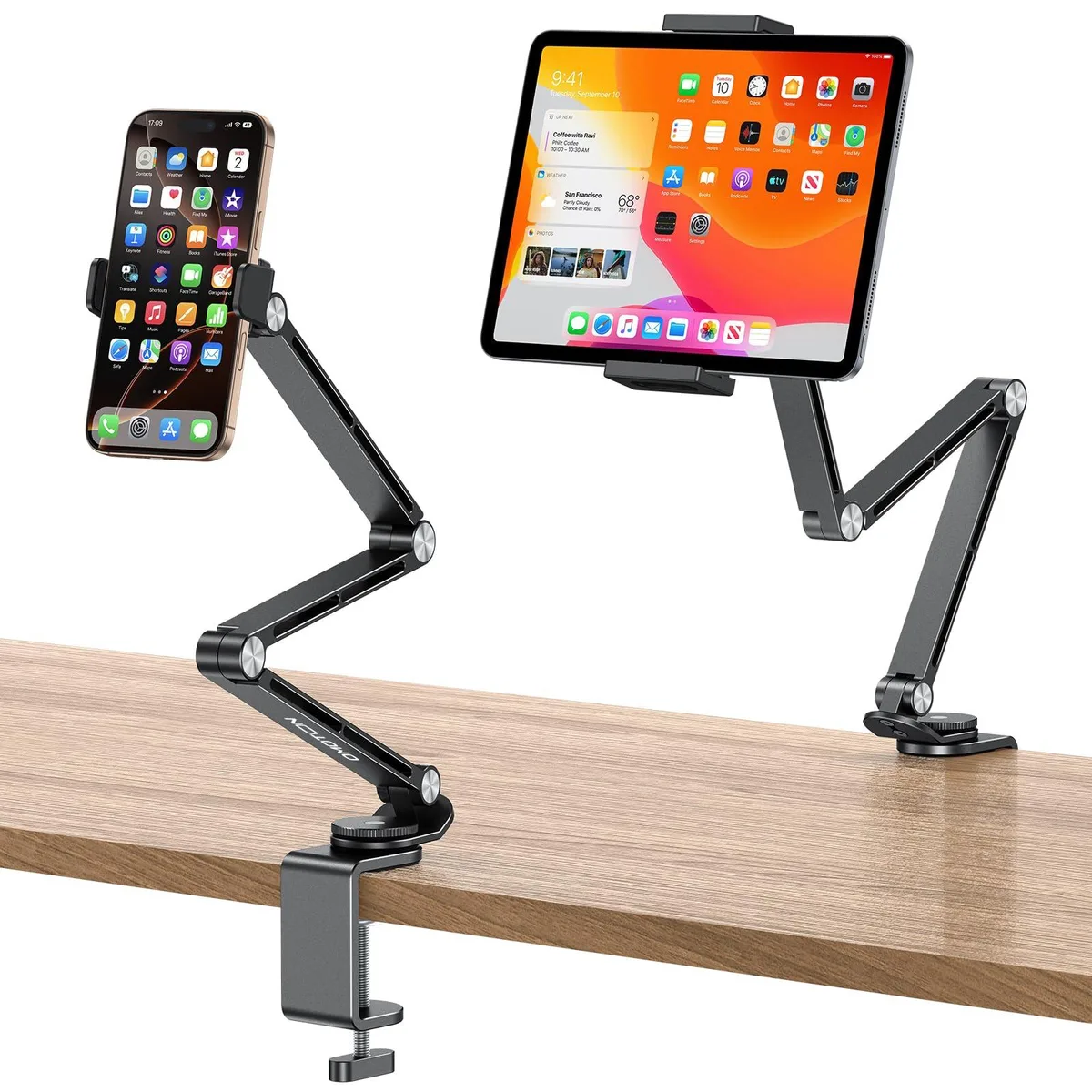 Motion GH03 Tablet Holder 2 ABS Clamps Aluminum Long Arm Black — product photo