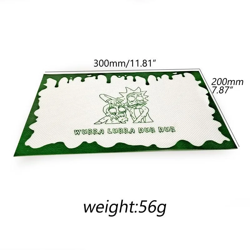 Green rectangular silicone mat with tool on light background
