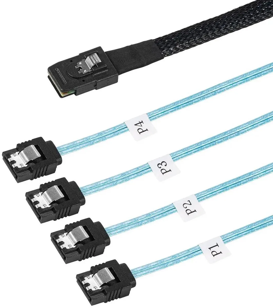 SMUGDESK SFF8087 36Pin male to four SATA female fanout cable, 3.3ft