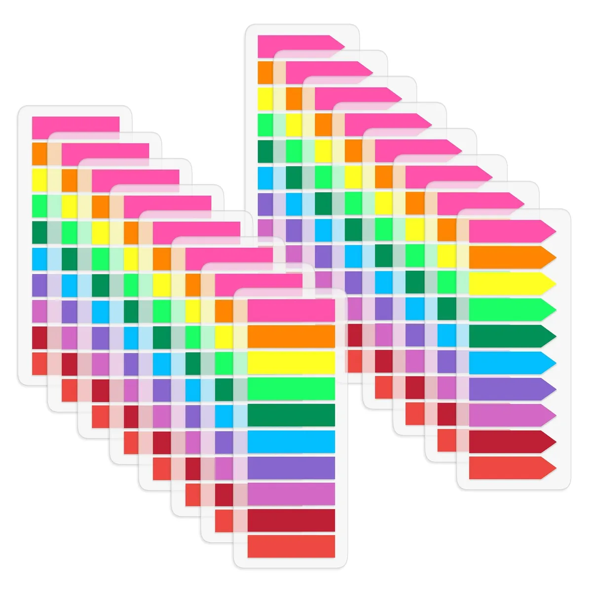 Pack of translucent arrow-shaped page flags in assorted bright colours, 3200 pieces total