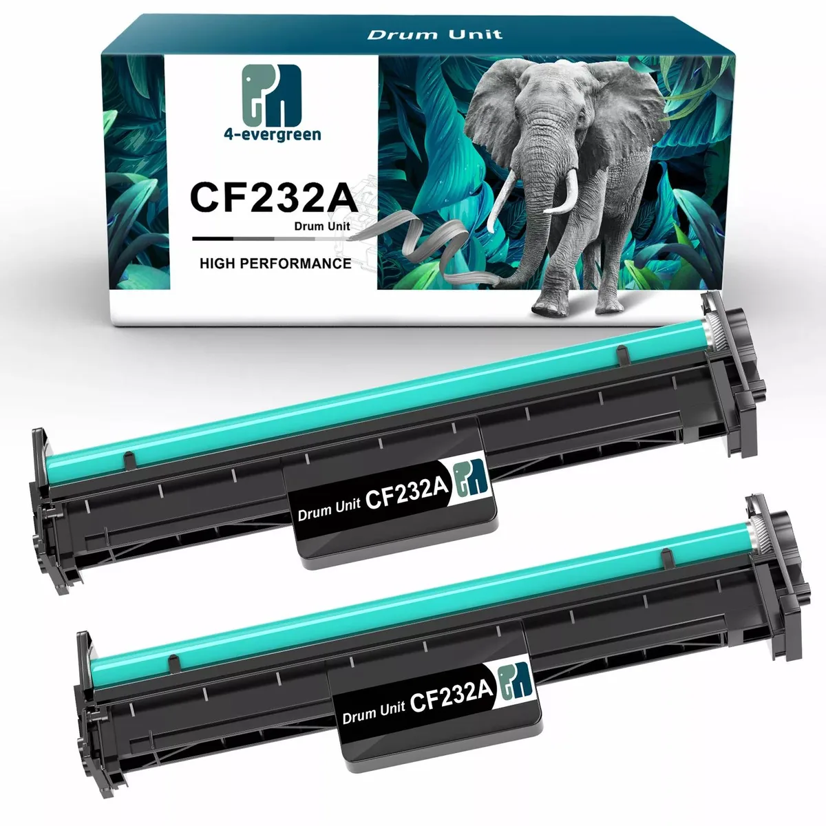 Two black laser drum units in open packaging