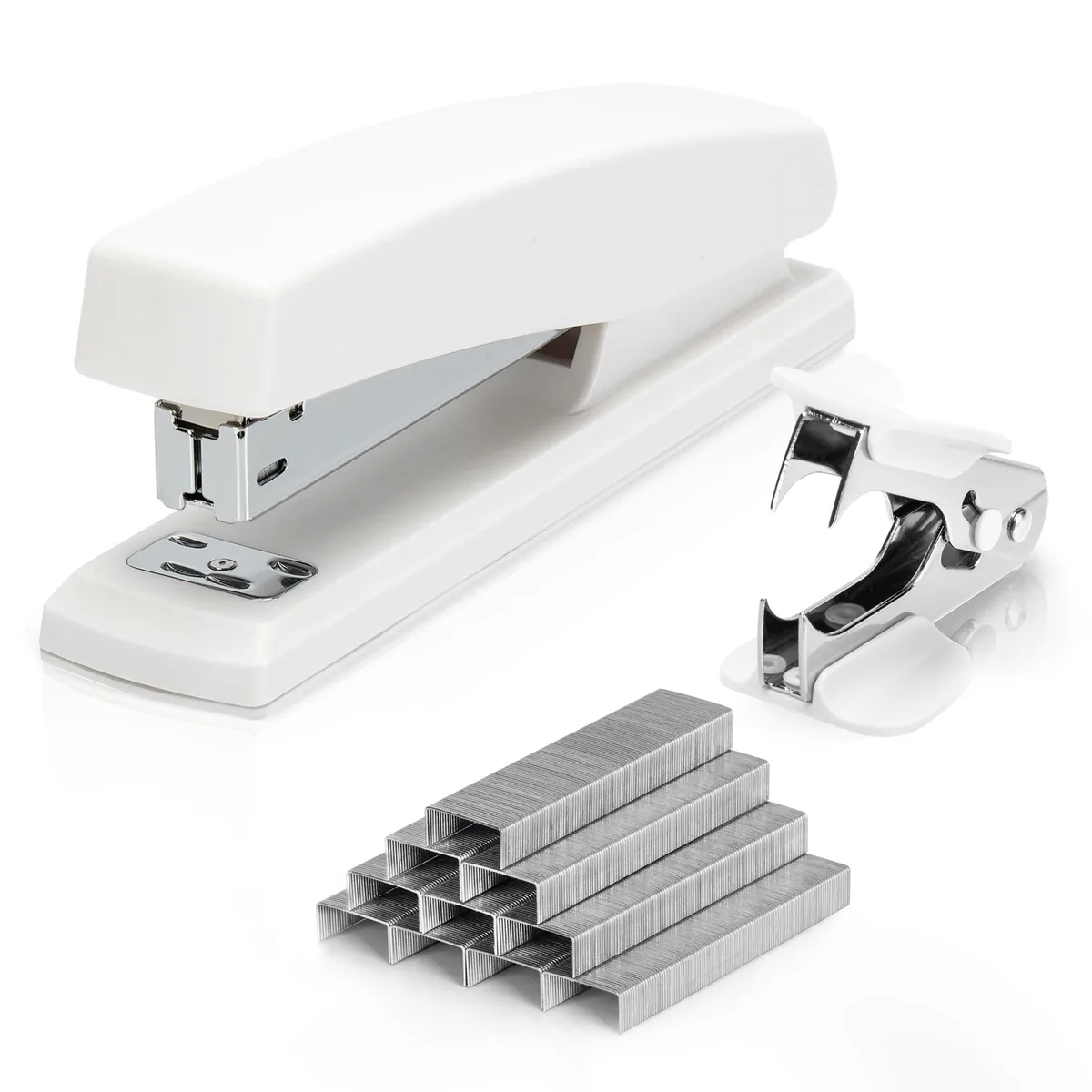  Deli 1/4 3-in-1 Stapler Set 25 Sheet 1000 Staples White — product photo