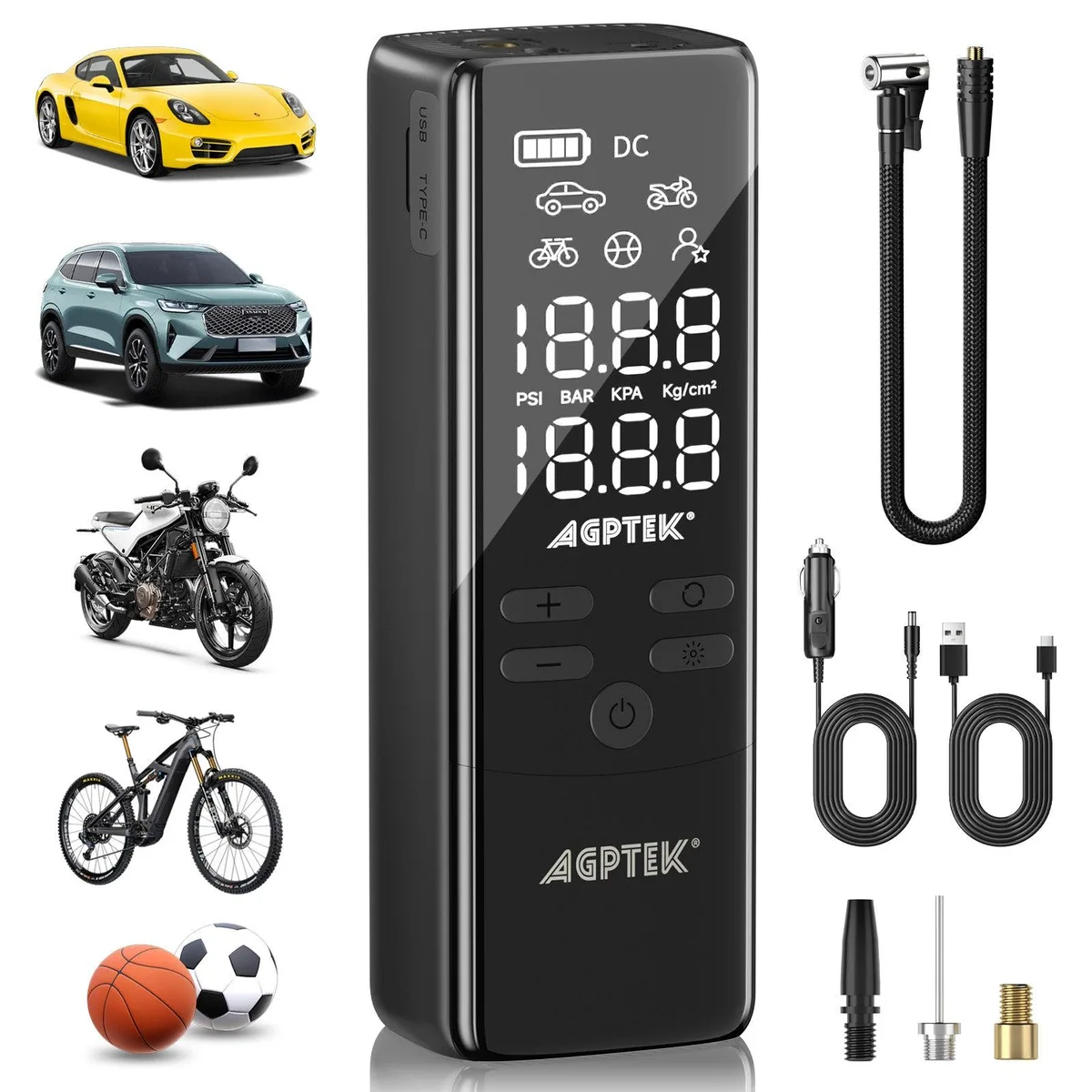 AGPtek AGPtek BP90D air compressor 150 PSI 7500 mAh — product photo