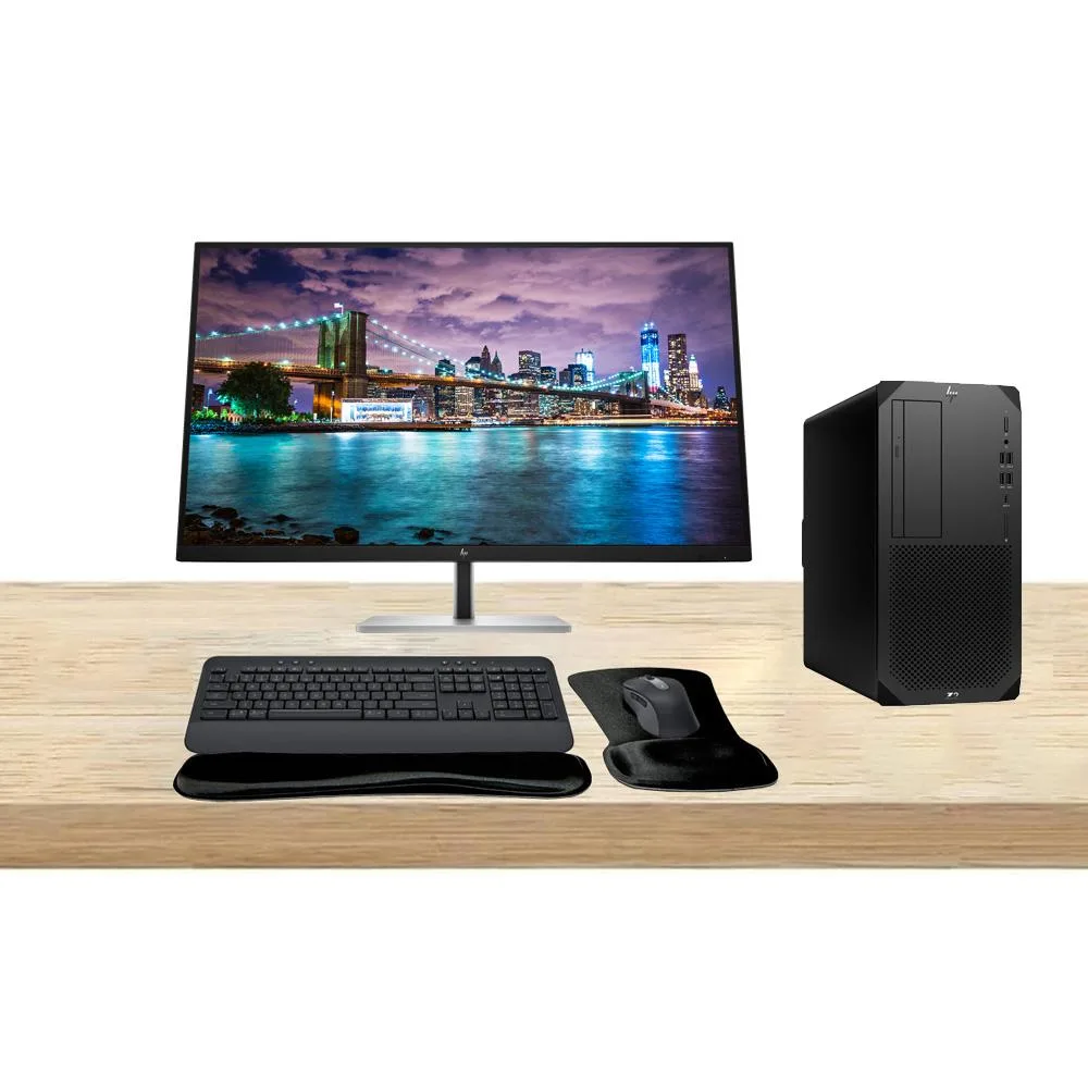 HP HP Z2 G9 Tower i7-14700 64GB 1TB RTX A2000 12GB Dual 32" 4K MK650 T2U Plus desktop PC — product photo