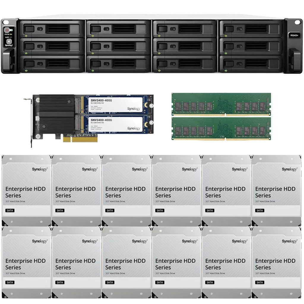 Synology Inc. Synology RS2423+ 12-Bay Rackmount NAS 16GB 48TB 800GB Cache — product photo
