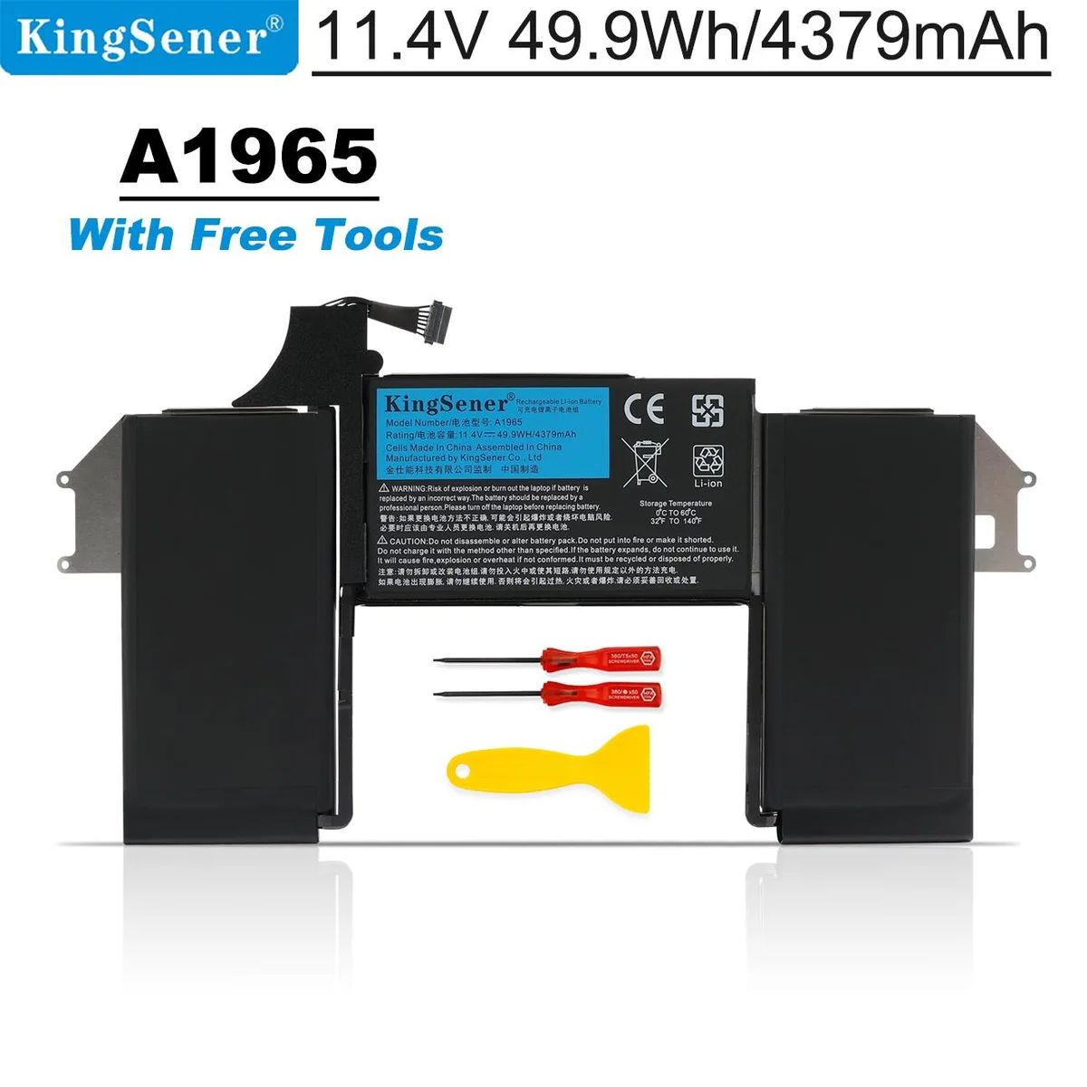 KingSener KingSener A1965 laptop battery 11.4V 49.9Whr 4379mAh for MacBook Air 13 A1932 2018 2019 — product photo