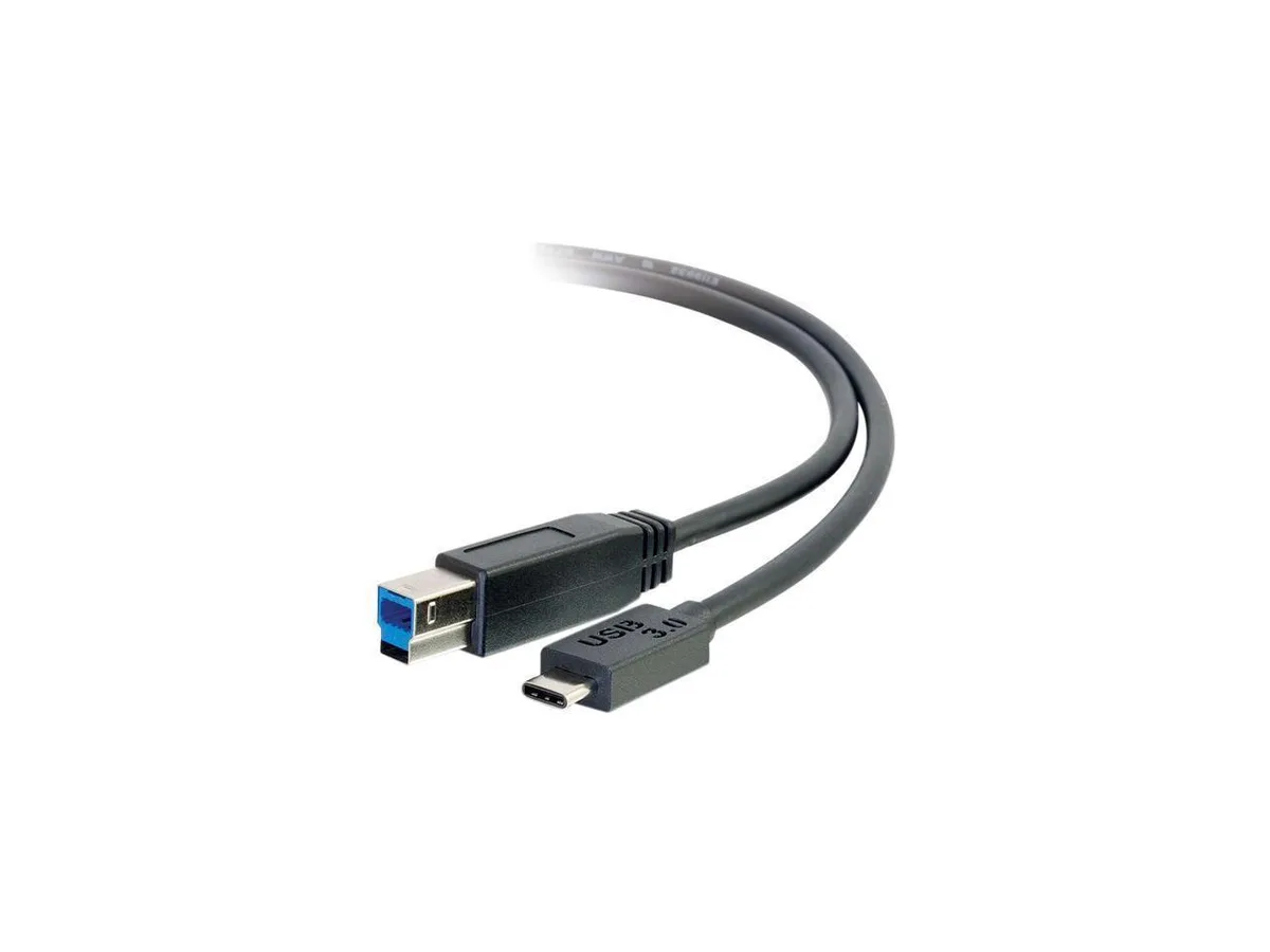 USB-C to USB-B cable with Thunderbolt support, three feet long