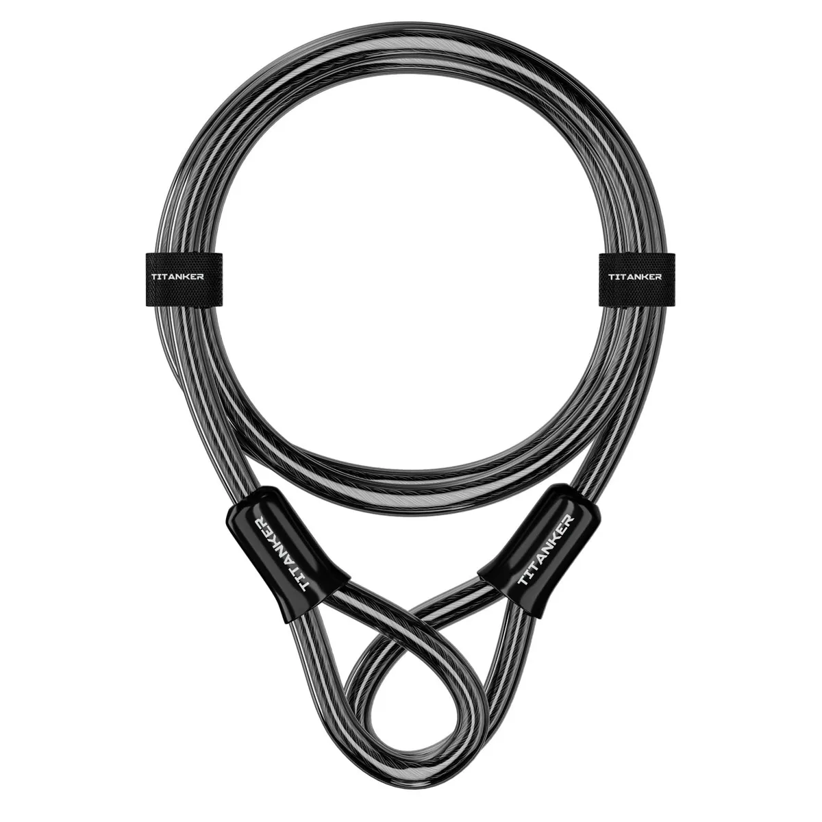 Black vinyl-coated 12mm steel security chain with looped ends, 4ft length