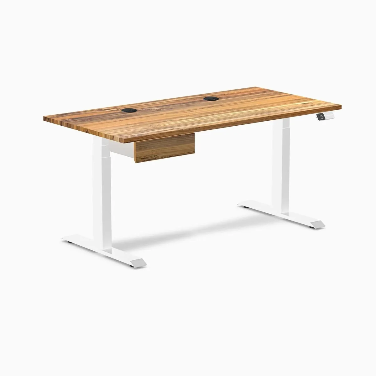 Desky Desky Dual Hardwood Standing Desk With Drawer Teak 60 x 30 inches White — product photo