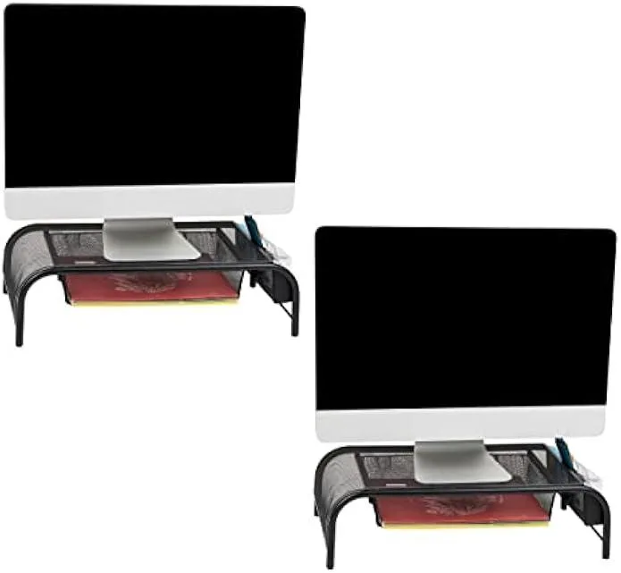 TAURKENAM TAURKENAM Monitor Stand Metal Mesh 20x11.5x5.5in 33lb Black 2 Pack — product photo