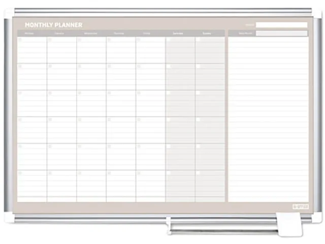 Bi-Silque Bi-Silque GA0597830 MasterVision Monthly Planner Board 48x36 Silver Frame — product photo