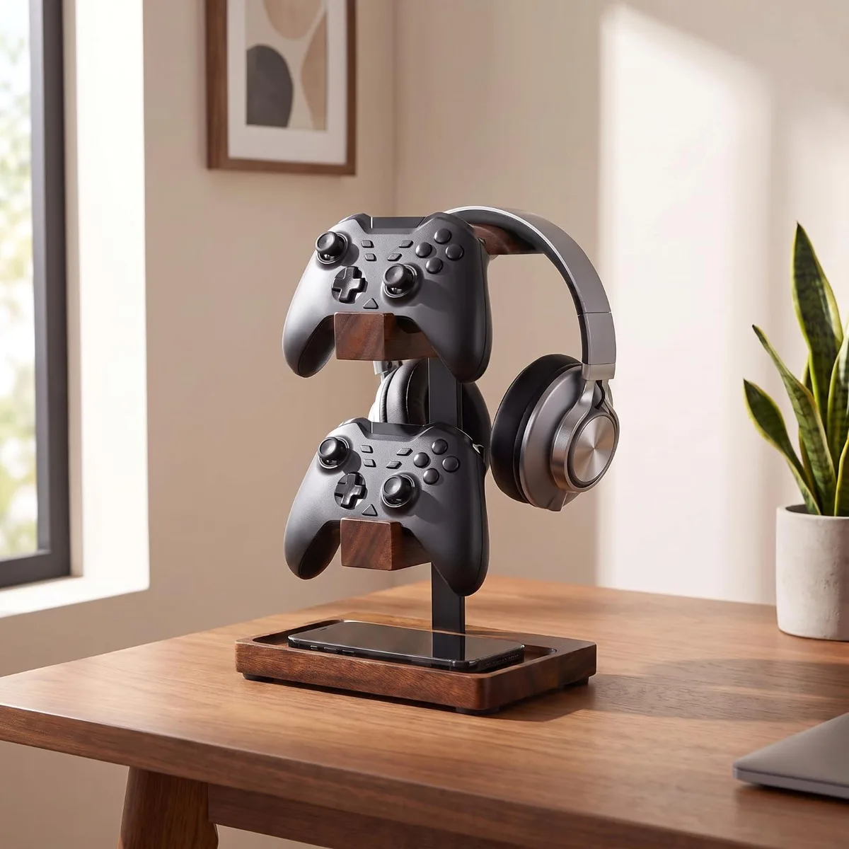  Fiwochic XEU-Fiwochic-2583 Walnut Headphone Stand Deep Walnut — product photo