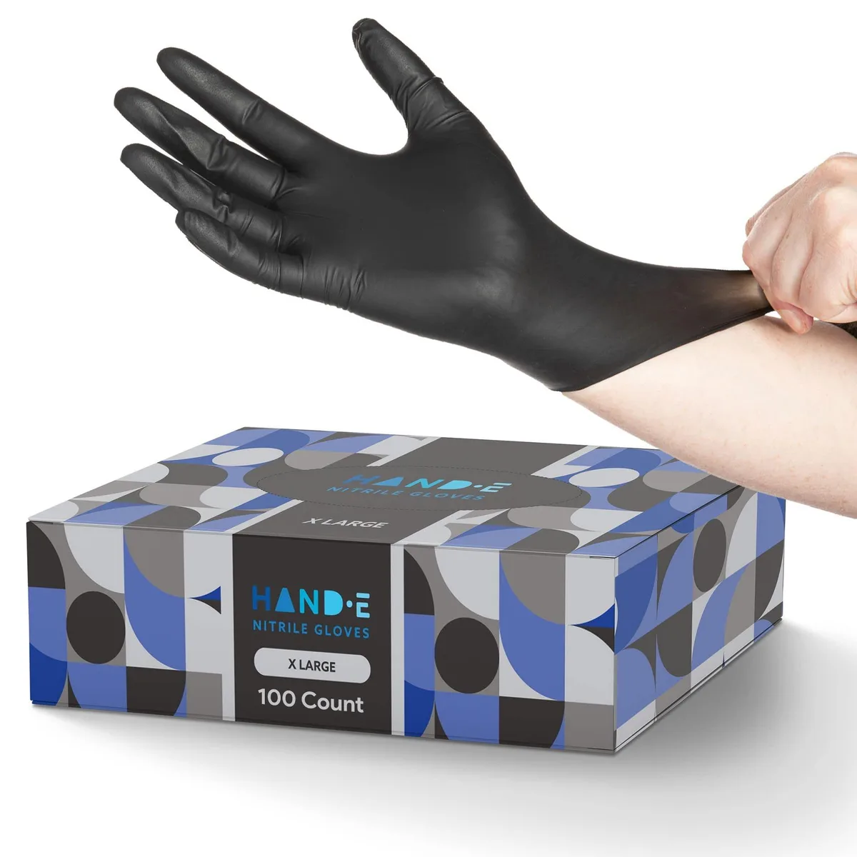 Black nitrile gloves in a box, size large, 100 count