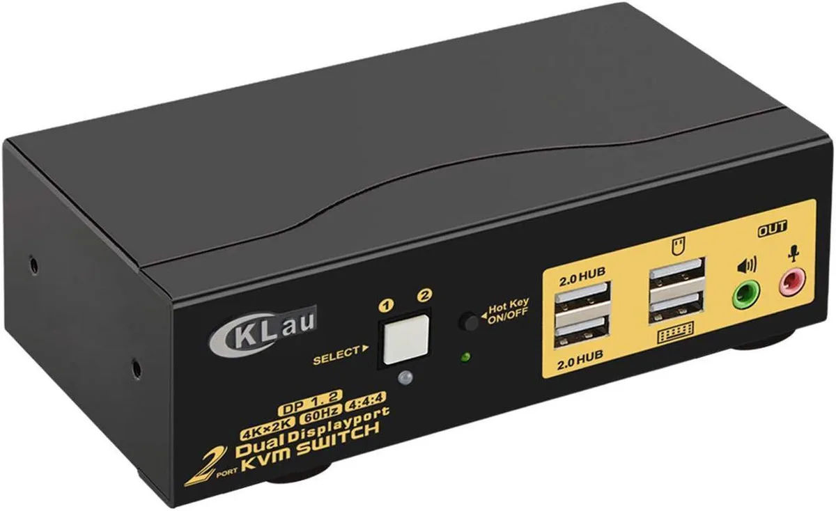 Vszerda Vszerda KVM Switch Dual Monitor DisplayPort 2 Port 4K 60Hz 4:4:4 — product photo