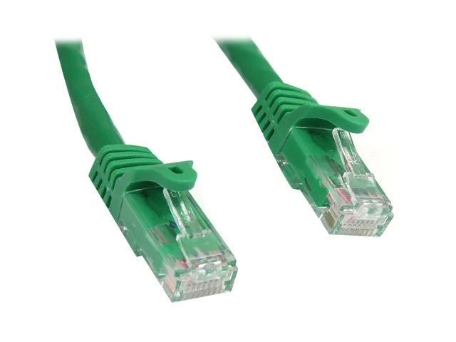 Green snagless Cat6 patch cable, 100 ft, RJ45 connectors on both ends